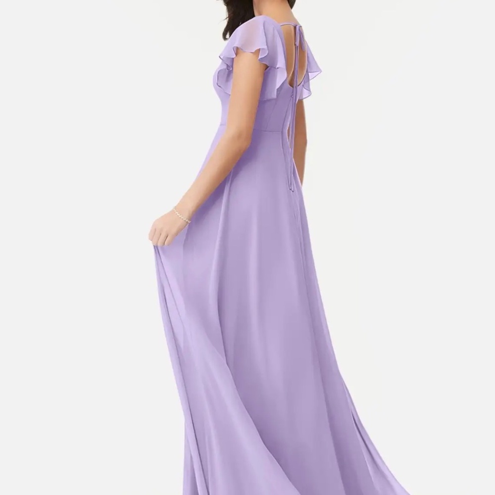 Azazie Bondi Lilac A-Line Ruffled Chiffon Dress - Picture 2 of 7